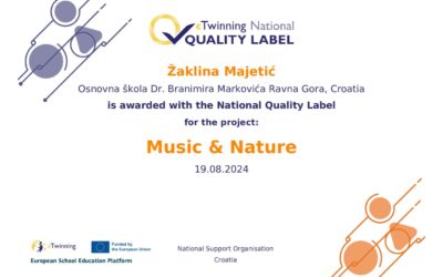 Novo priznanje za eTwinning projekt Music & nature