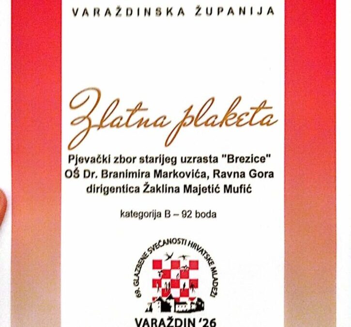 Velik uspjeh školskog zbora Brezice na 69. Glazbenim svečanostima hrvatske mladeži